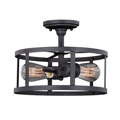 Vaxcel Akron 2 Light 12" Semi-Flush Mount, Oil Rubbed Bronze/Matte White