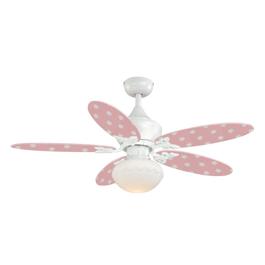 Vaxcel Alice 1 Ceiling Fan, White/Frosted Opal Glass