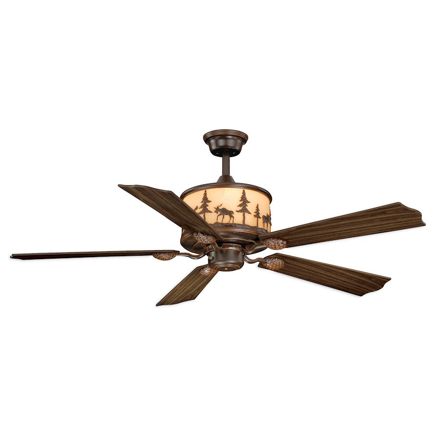 Vaxcel Yellowstone Ceiling Fan, Bronze/Amber Flake Glass