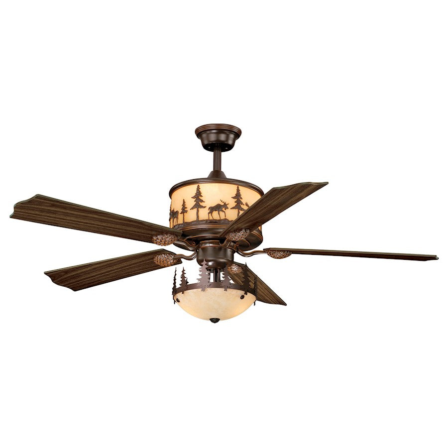 Vaxcel Yellowstone Ceiling Fan, Bronze/Amber Flake Glass