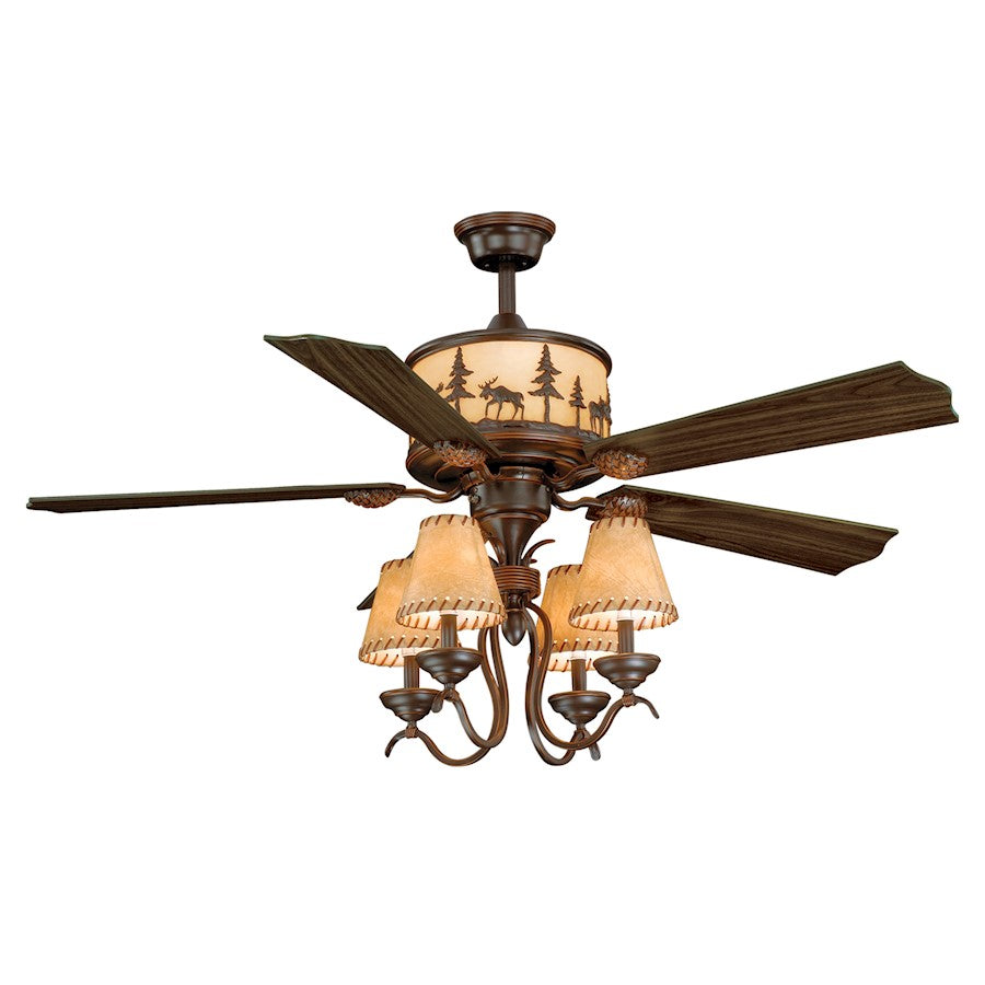 Vaxcel Yellowstone Ceiling Fan, Bronze/Amber Flake Glass