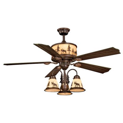 Vaxcel Yellowstone Ceiling Fan, Bronze/Amber Flake Glass