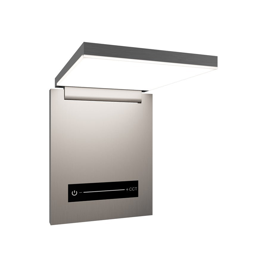 dweLED Flapp 1 Light Reading Light, Brushed Nickel/White - BL-75506-BN