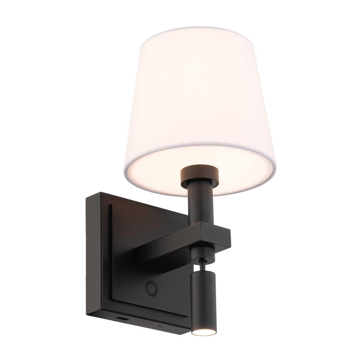 WAC Lighting Chloe 1-Light Reading Light | Modern Black Aluminum and Clear/White Acrylic Fabric Shade | Bedroom & Office Accent | 6 x | Model BL110610-BK