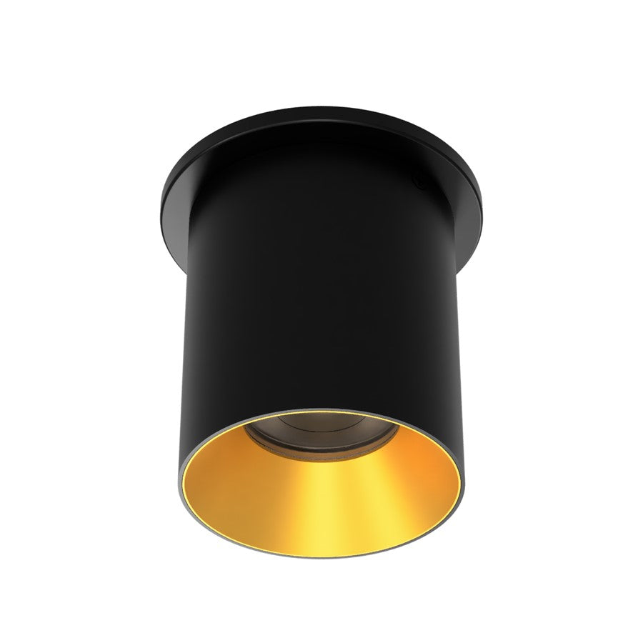 WAC Zoron 1Lt 3.5" RD Flush Mount/Flood Beam Black-Gold/Clear - C4RT-FCS-BKGL