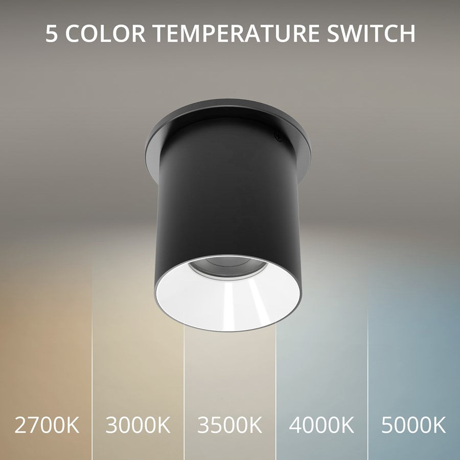 WAC Zoron 1Lt 3.5" RD Flush Mount/Flood Beam Black-White/Clear