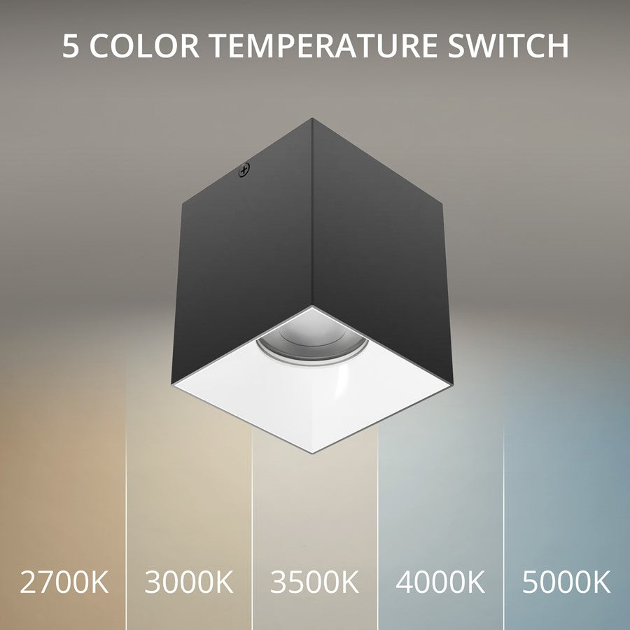 WAC Zoron 1Lt 3.5" Square 4SL Flush Mount/Flood Beam Black White