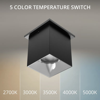WAC Zoron 1Lt 3.5" Square Flush Mount/Flood Beam Black Chrome/Clear