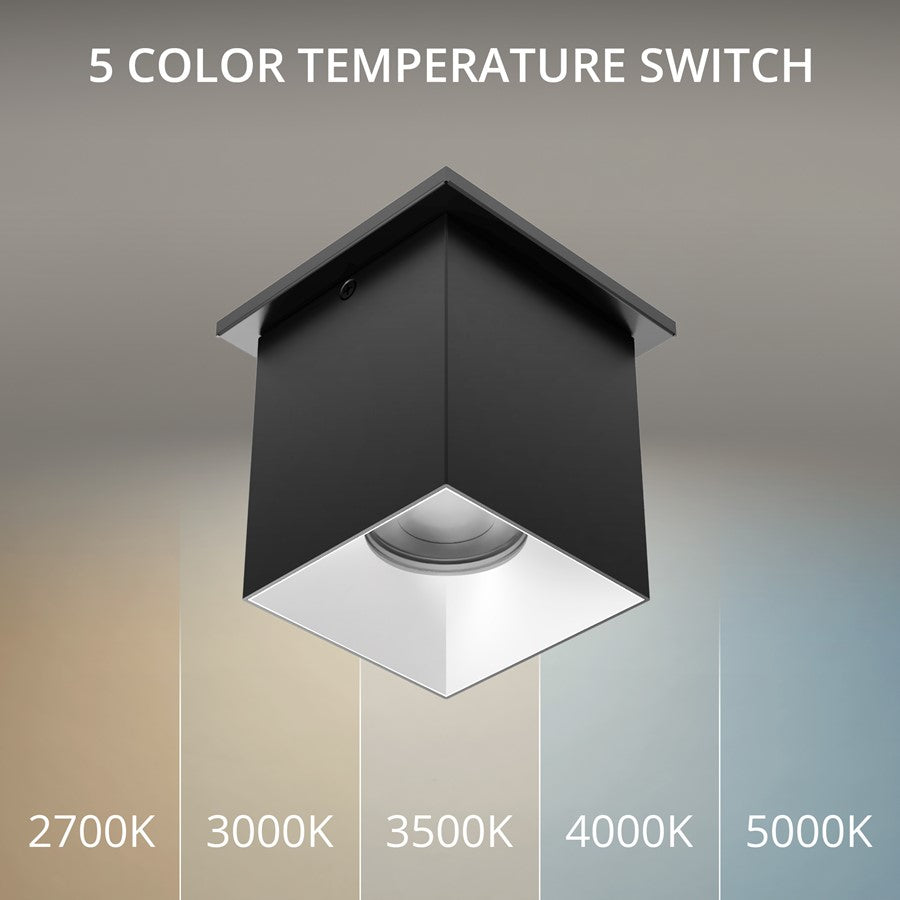 WAC Zoron 1Lt 3.5" Square Flush Mount/Flood Beam Black Haze/Clear