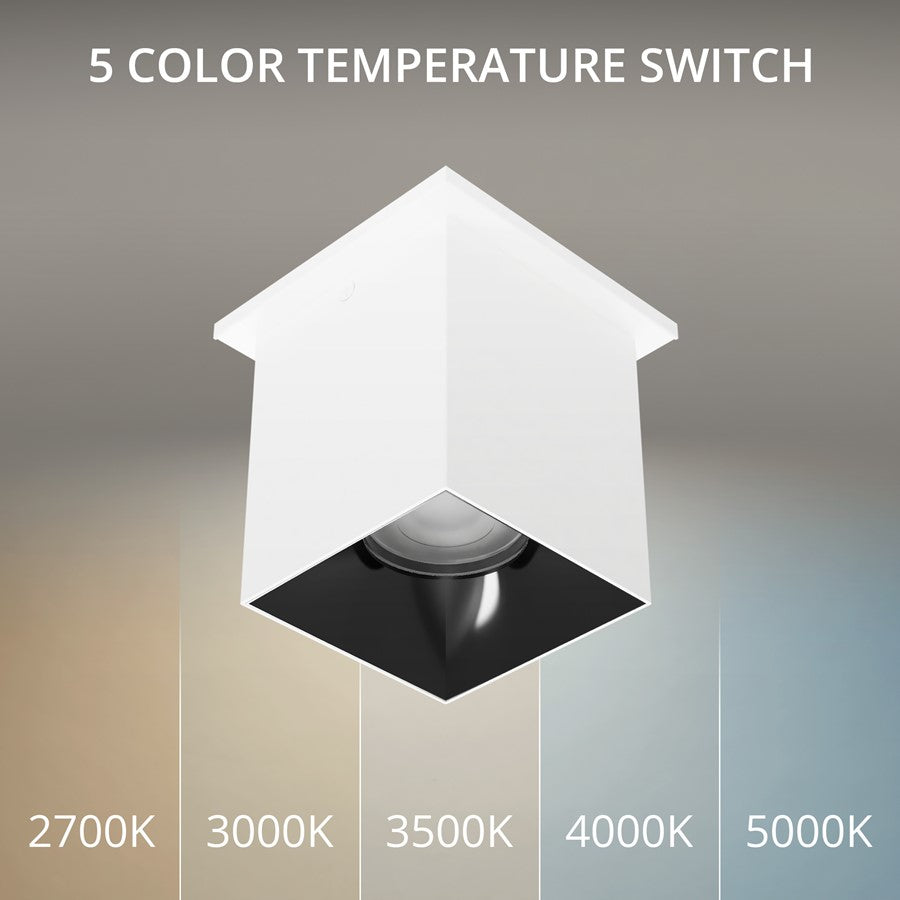 WAC Zoron 1Lt 3.5" Square Flush Mount/Flood Beam White Black/Clear