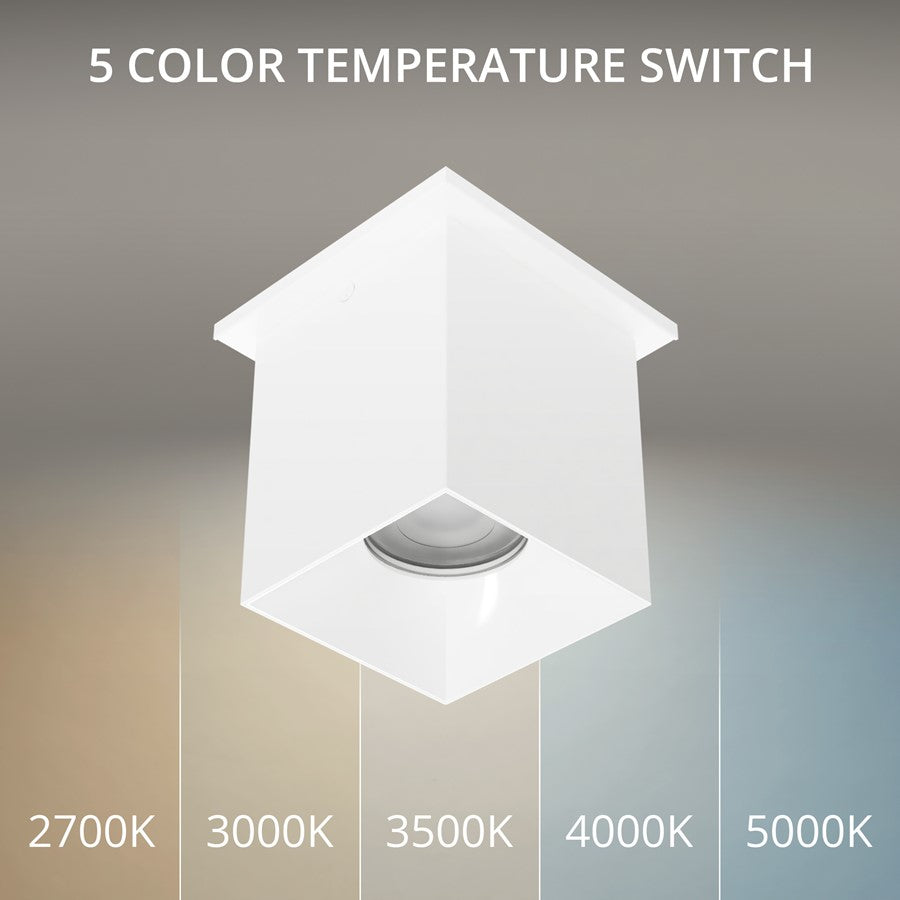 WAC Zoron 1Lt 3.5" Square Flush Mount/Flood Beam White White/Clear