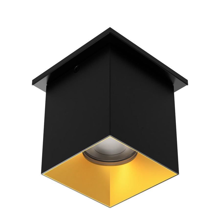 WAC Zoron 1Lt 3.5" SQ. Flush Mount/Narrow Beam Black Gold/Clear - C4ST-NCS-BKGL