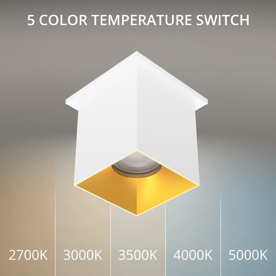 WAC Zoron 1Lt 3.5" Square Flush Mount/Narrow Beam White Gold/Clear