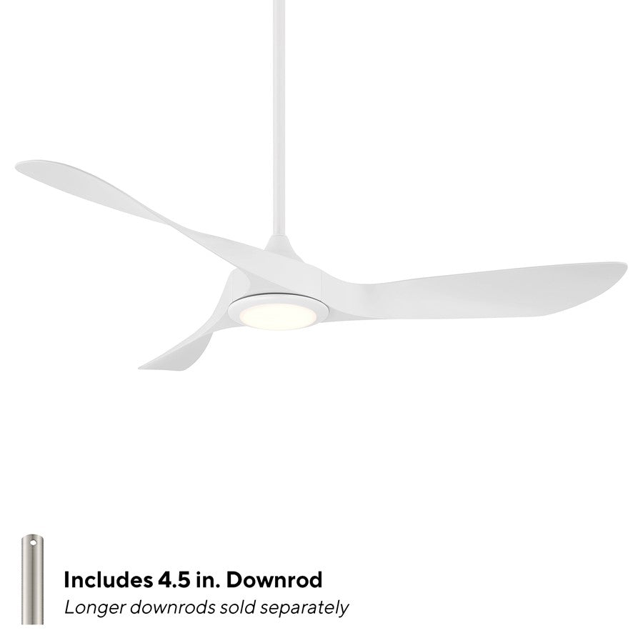 WAC Swirl 3 Blade 54" LED Ceiling Fan, Matte White/White