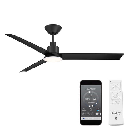 WAC Flair 3 Blade 56" Smart Ceiling Fan, Matte Black/White - F-103L-MB
