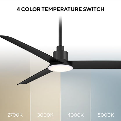 WAC Flair 3 Blade 56" Smart Ceiling Fan, Matte Black/White