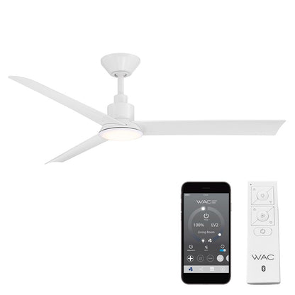 WAC Flair 3 Blade 56" Smart Ceiling Fan, Matte White/White - F-103L-MW