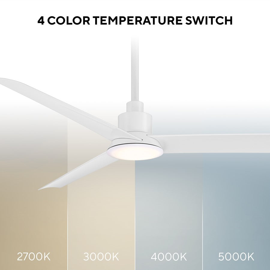 WAC Flair 3 Blade 56" Smart Ceiling Fan, Matte White/White