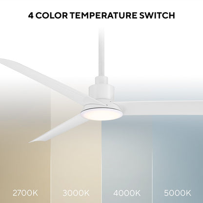 WAC Flair 3 Blade 56" Smart Ceiling Fan, Matte White/White