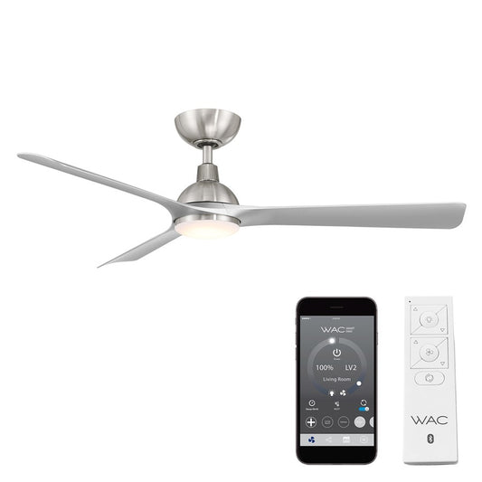 WAC Gage 3 Blade 52" LED Smart Ceiling Fan, Nickel Silver/Silver - F-104L-BN-SL