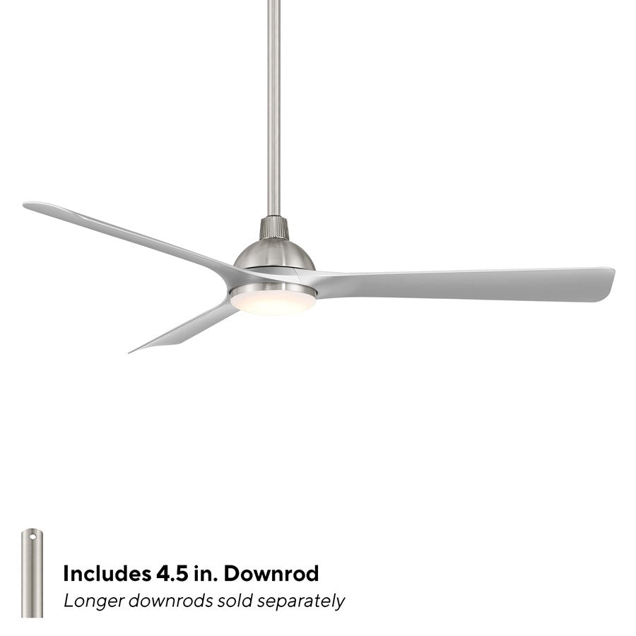 WAC Gage 3 Blade 52" LED Smart Ceiling Fan, Nickel Silver/Silver