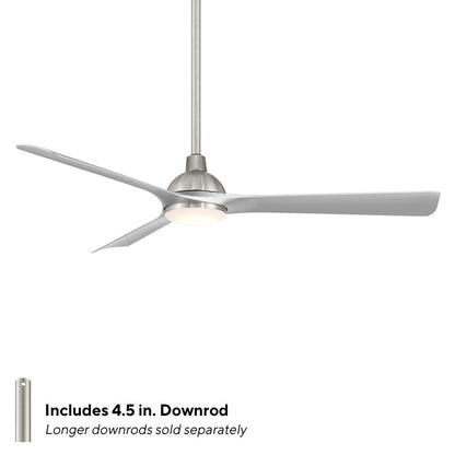 WAC Gage 3 Blade 52" LED Smart Ceiling Fan, Nickel Silver/Silver