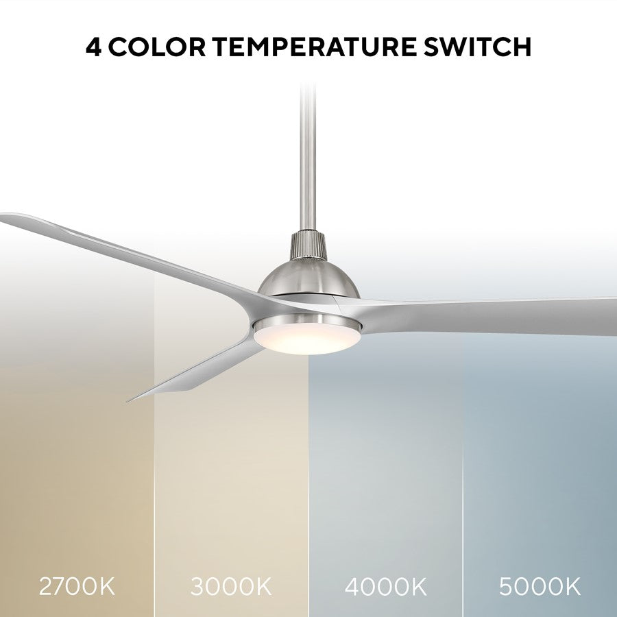 WAC Gage 3 Blade 52" LED Smart Ceiling Fan, Nickel Silver/Silver