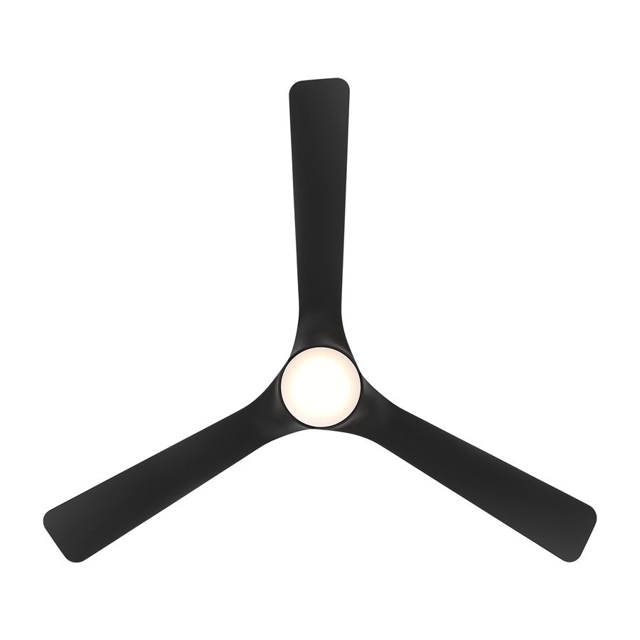 WAC Gage 3 Blade 52" LED Smart Ceiling Fan, Matte Black/Black