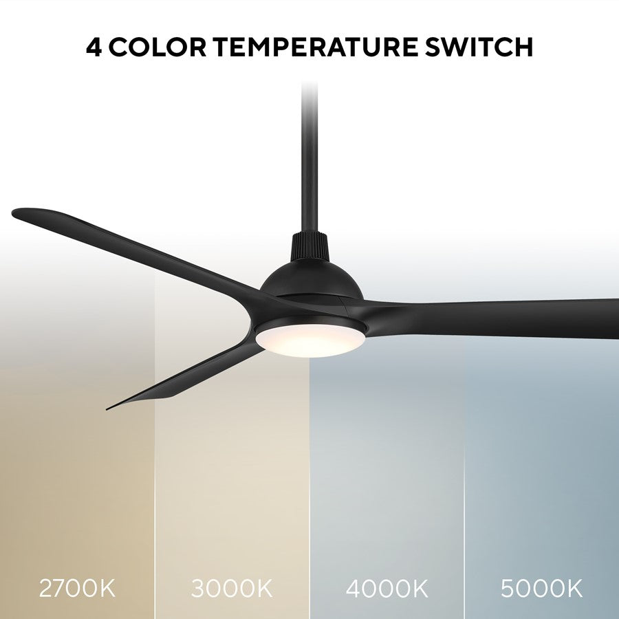 WAC Gage 3 Blade 52" LED Smart Ceiling Fan, Matte Black/Black