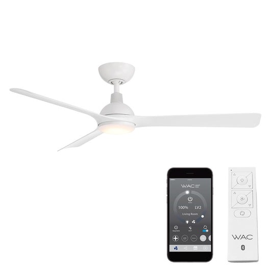 WAC Gage 3 Blade 52" LED Smart Ceiling Fan, Matte White/White - F-104L-MW