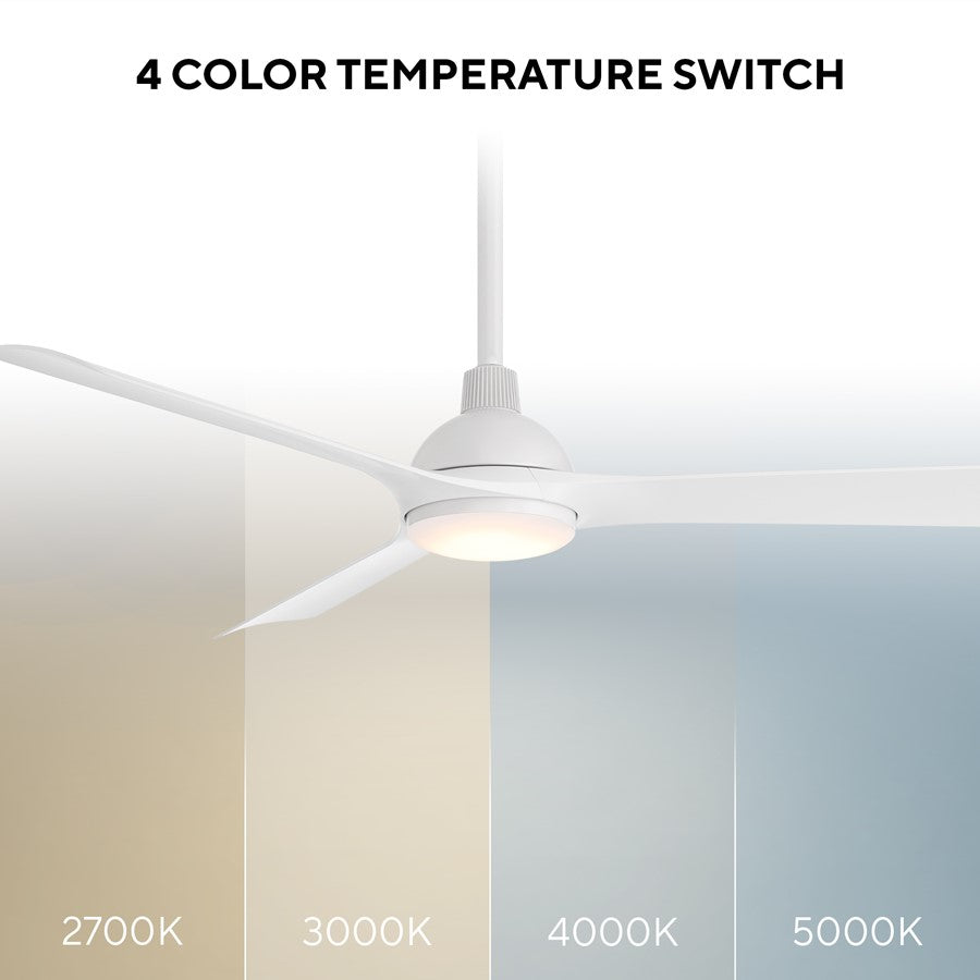 WAC Gage 3 Blade 52" LED Smart Ceiling Fan, Matte White/White