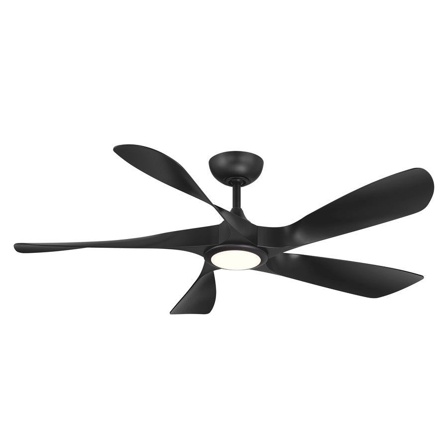 WAC Swirl 5 Blade 56" LED Smart Ceiling Fan, Matte Black/Black