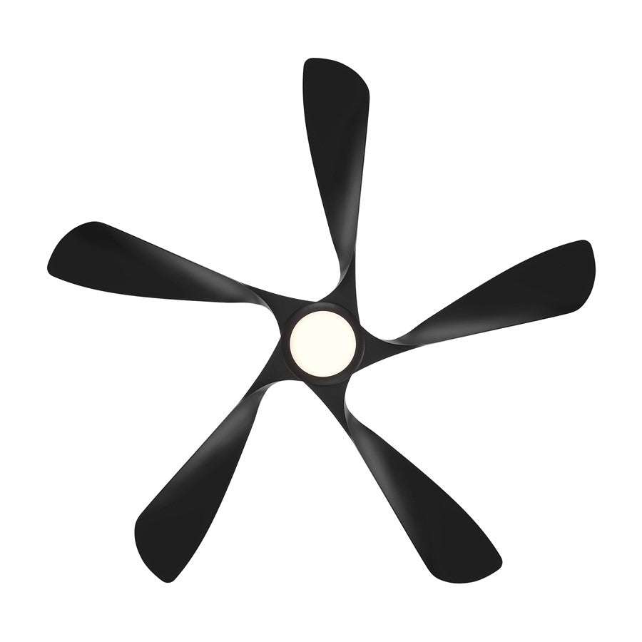 WAC Swirl 5 Blade 56" LED Smart Ceiling Fan, Matte Black/Black