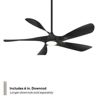 WAC Swirl 5 Blade 56" LED Smart Ceiling Fan, Matte Black/Black