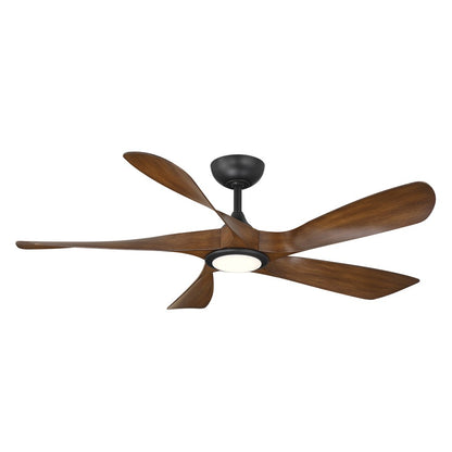 WAC Swirl 5 Blade 56" LED Smart Ceiling Fan, Black Distressed Koa