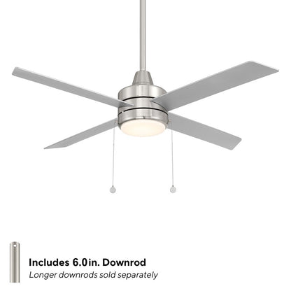 WAC Quade 4 Blade 52" Pull Chain Ceiling Fan, Nickel/Titanium Silver