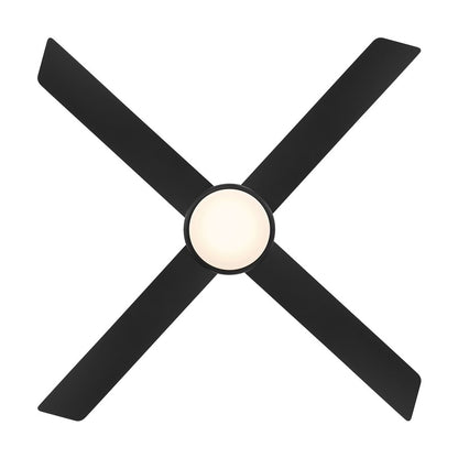 WAC Quade 4 Blade 52" Pull Chain Ceiling Fan, Matte Black/Black