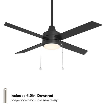 WAC Quade 4 Blade 52" Pull Chain Ceiling Fan, Matte Black/Black