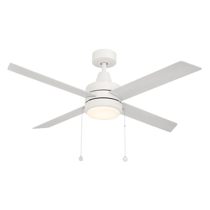 WAC Quade 4 Blade 52" Pull Chain Ceiling Fan, Matte White/White - F-106L-MW
