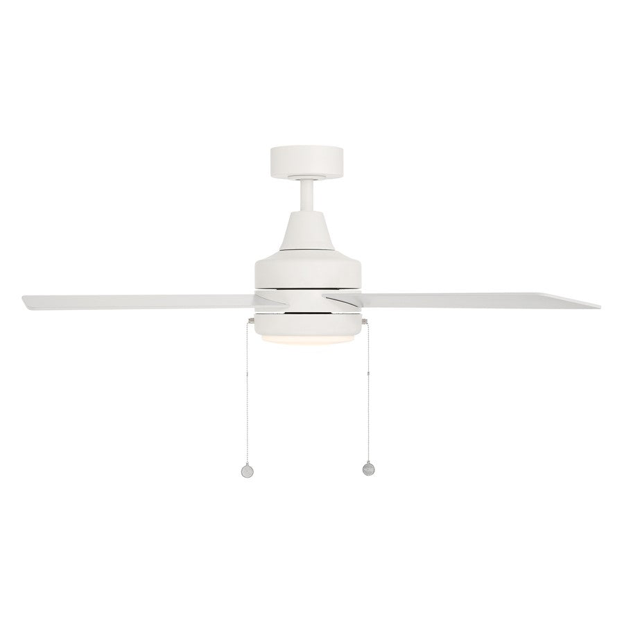 WAC Quade 4 Blade 52" Pull Chain Ceiling Fan, Matte White/White