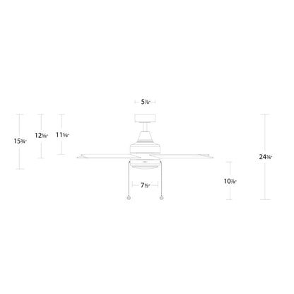 WAC Quade 4 Blade 52" Pull Chain Ceiling Fan, Matte White/White