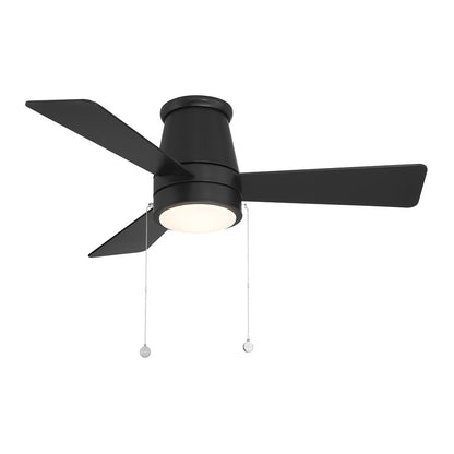 WAC Hug 3 Blade 44" Pull Chain Flush Mount Ceiling Fan, Black/Black - F-107L-MB