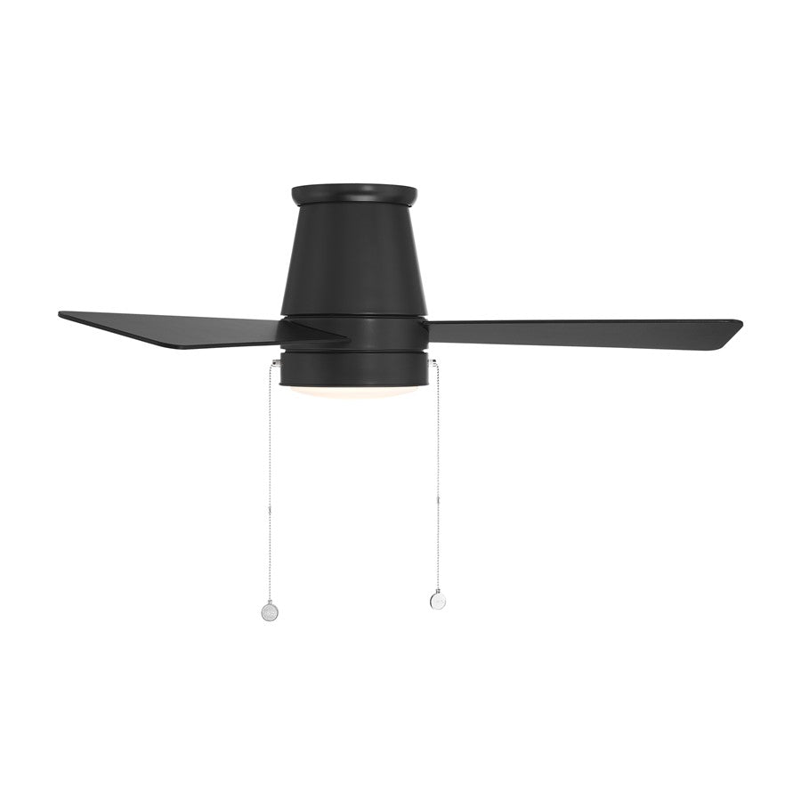 WAC Hug 3 Blade 44" Pull Chain Flush Mount Ceiling Fan, Black/Black