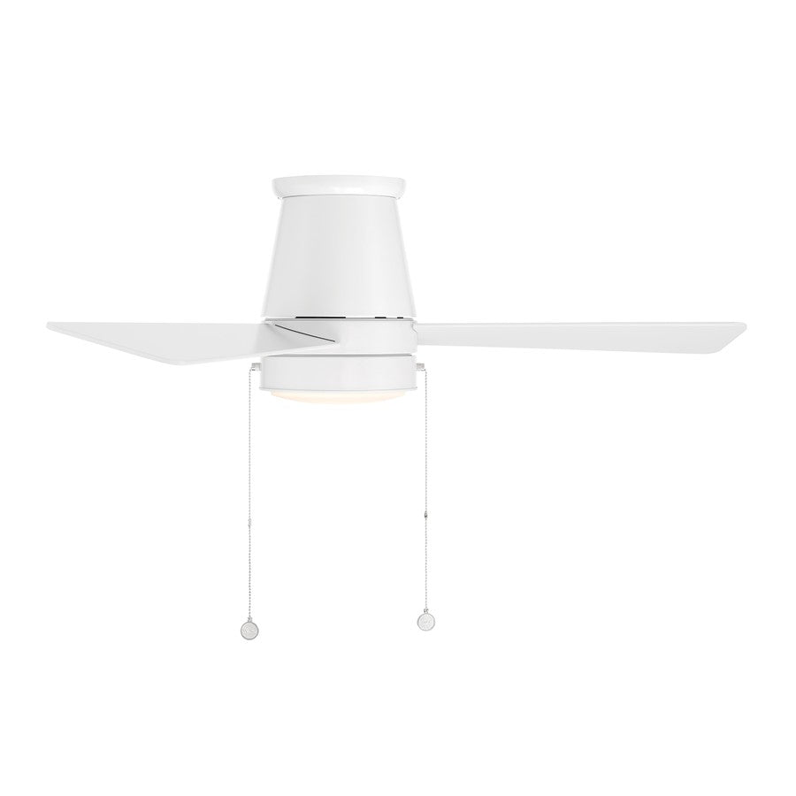 WAC Hug 3 Blade 44" Pull Chain Flush Mount Ceiling Fan, White/White
