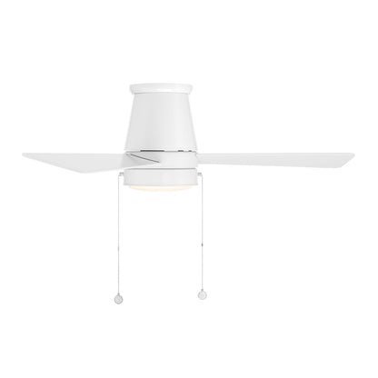 WAC Hug 3 Blade 44" Pull Chain Flush Mount Ceiling Fan, White/White