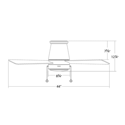 WAC Hug 3 Blade 44" Pull Chain Flush Mount Ceiling Fan, White/White