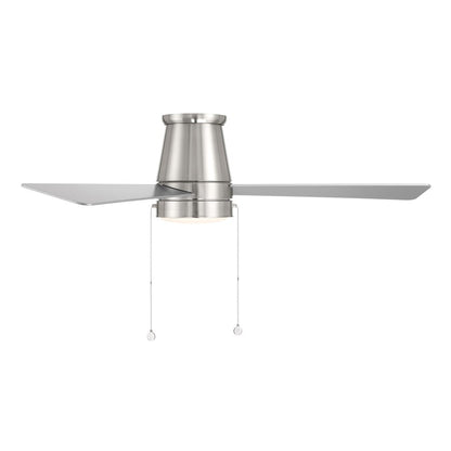 WAC Hug 3 Bld 52" Pull Chain Flush Mount Fan, Nickel/Titanium Silver