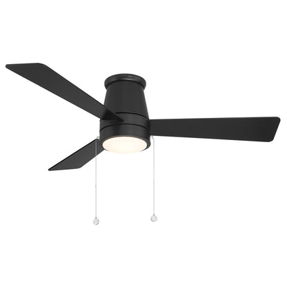 WAC Hug 3 Blade 52" Pull Chain Flush Mount Ceiling Fan, Black/Black - F-108L-MB
