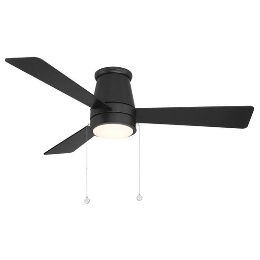 WAC Hug 3 Blade 52" Pull Chain Flush Mount Ceiling Fan, Black/Black - F-108L-MB