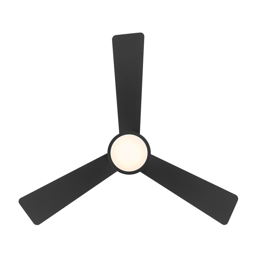 WAC Hug 3 Blade 52" Pull Chain Flush Mount Ceiling Fan, Black/Black